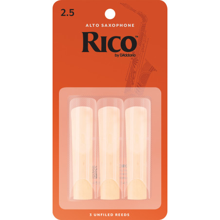 Rico Alto Sax Reeds, Strength 2.5, 3-pack RJA0325 D'Addario Woodwinds $7.76
