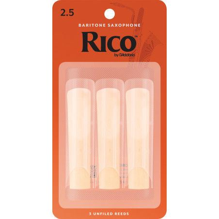 Rico Baritone Sax Reeds, Strength 2.5, 3-pack RLA0325 D'Addario Woodwinds $14.56
