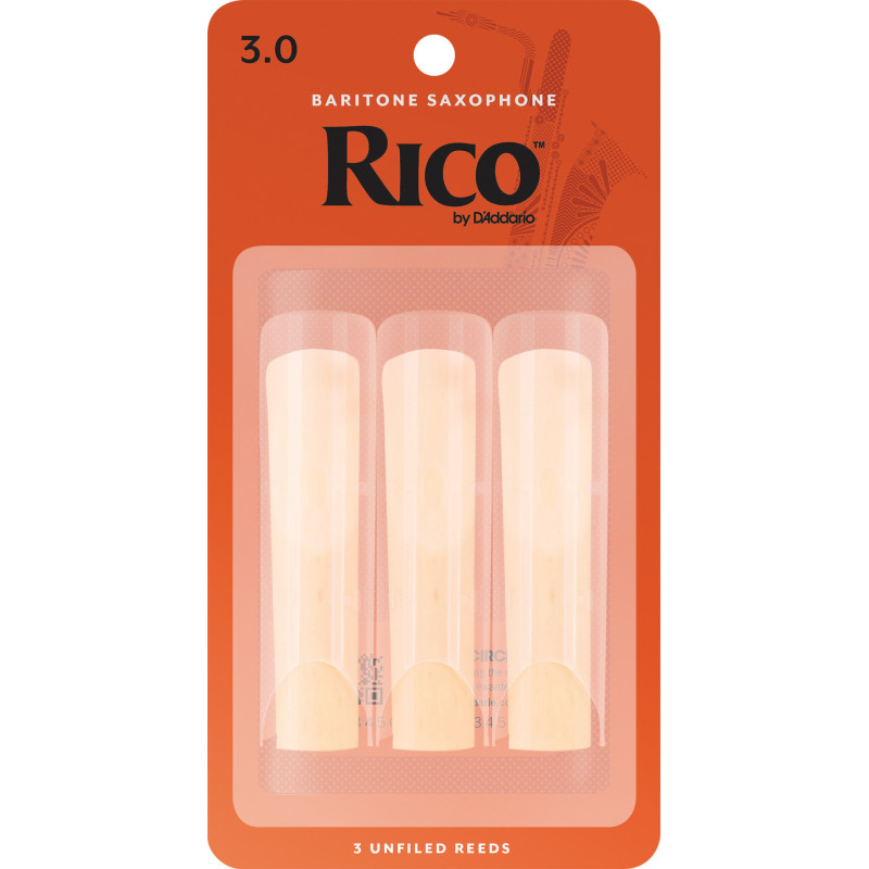 Rico Baritone Sax Reeds, Strength 3.0, 3-pack RLA0330 D'Addario Woodwinds $14.56