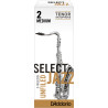 Rico Select Jazz Tenor Sax Reeds, Unfiled, Strength 2 Strength Medium, 5-pack