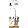 Rico Select Jazz Tenor Sax Reeds, Unfiled, Strength 4 Strength Soft, 5-pack