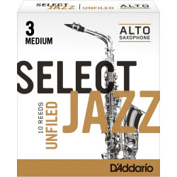 Rico Select Jazz Alto Sax Reeds, Unfiled, Strength 3 Strength Medium, 10-pack RRS10ASX3M D'Addario Woodwinds $33.28