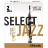 Rico Select Jazz Soprano Sax Reeds, Unfiled, Strength 2 Strength Hard, 10-pack