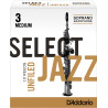 Rico Select Jazz Soprano Sax Reeds, Unfiled, Strength 3 Strength Medium, 10-pack RRS10SSX3M D'Addario Woodwinds $30.02