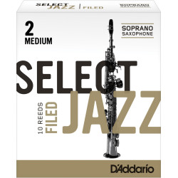 Rico Select Jazz Soprano Sax Reeds, Filed, Strength 2 Strength Medium, 10-pack