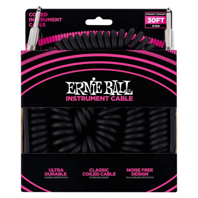 Ernie Ball COIL CABLE SS BLACK 30' 6044EB Ernie Ball Accessories $67.99