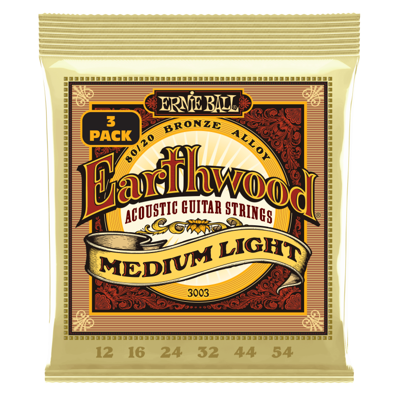 Ernie Ball EARTHWOOD MED-LIGHT 3 PACK      