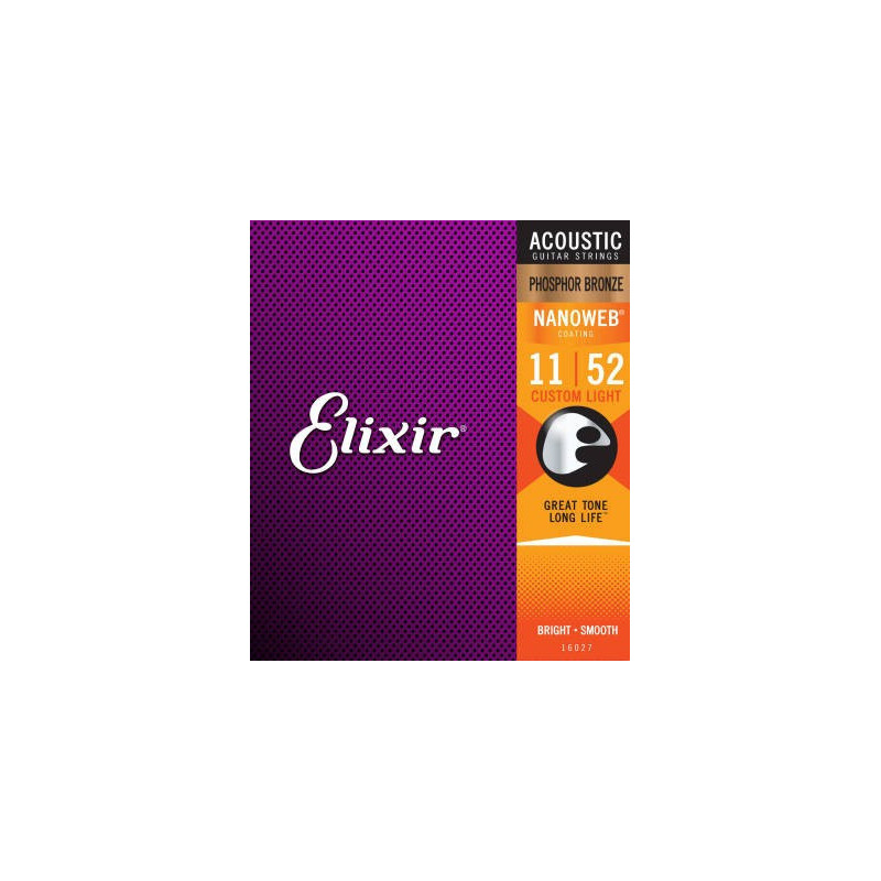 Elixir 11027 Custom Light Acoustic 80/20 Bronze With Nanoweb Coating 11027 ELIXIR $21.89