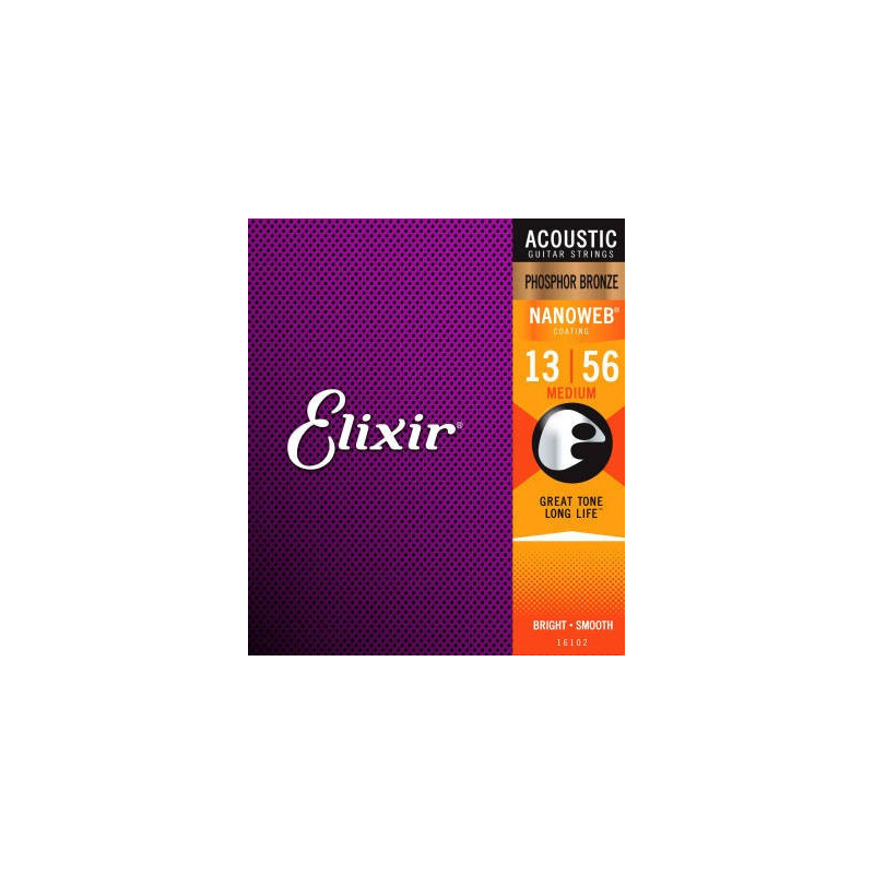 Elixir 11102-ELX Medium Acoustic 80/20 Bronze With Nanoweb Coating