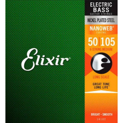 Elixir 14102 4-String moyen, acier électrique plaqué par nickel de basse échelle avec le revêtement