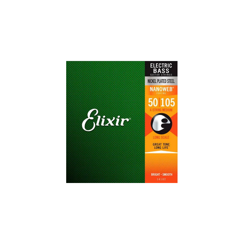 Elixir 14102 4-String moyen, acier électrique plaqué par nickel de basse échelle avec le revêtement 14102 ELIXIR $50.00