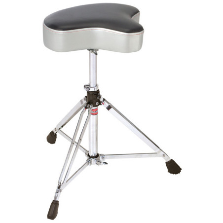 Double Braced Throne Base Moto Seat, Satin Grey Silver Finish