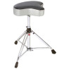 Double Braced Throne Base Moto Seat, Satin Grey Silver Finish