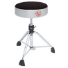 Professional Cloth Top Round Drum Throne, Satin Grey Silver Side