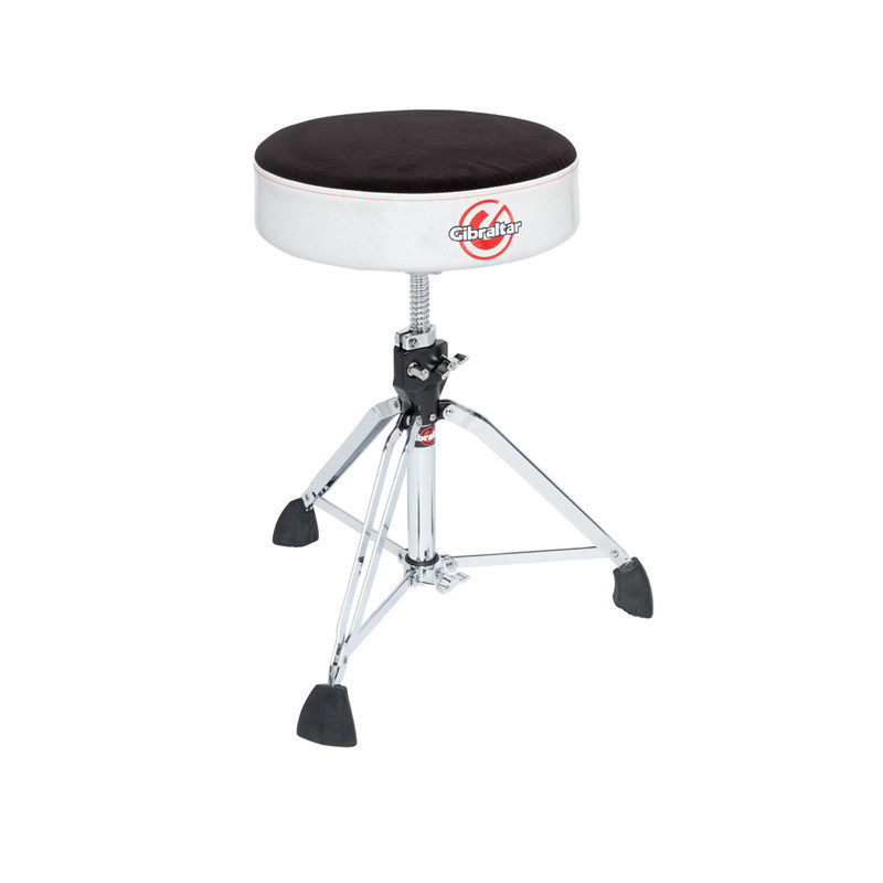Professional Cloth Top Round Drum Throne, Silver White Sparkle Side