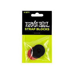 Ernie Ball - Bloqueurs de sangles - Paquet de 4 - Noir/Rouge