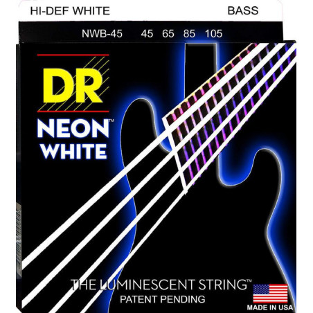 Neon White K3 Coated Bass Strings, Medium (45-105)