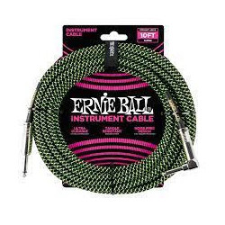 10' Straight/Angle Braided Cable - Black/Green