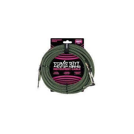 10' Straight/Angle Braided Cable - Black/Green