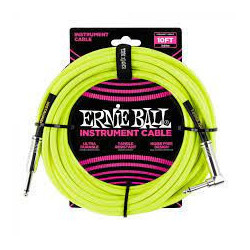 10' Straight/Angle Braided Cable - Neon Yellow