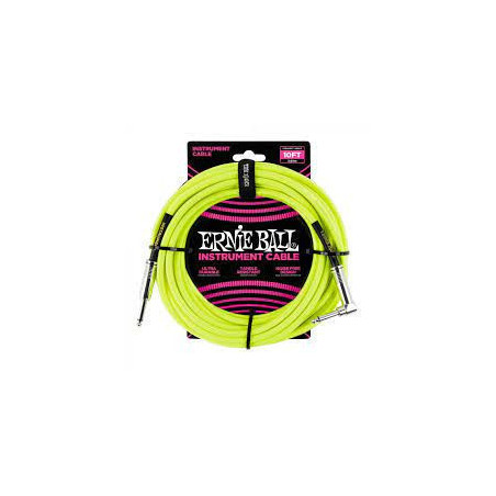 10' Straight/Angle Braided Cable - Neon Yellow