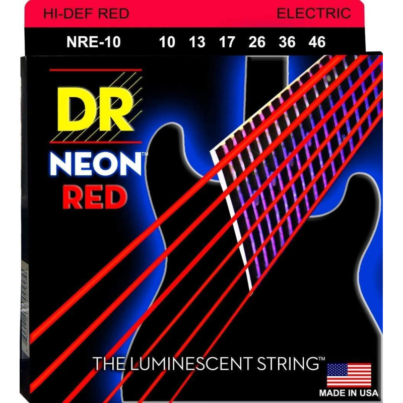 DR Handmade Strings - Cordes De Guitare Électrique Rouge Fluo - Medium (10-46)