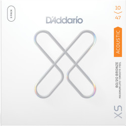 D'Addario - Cordes de guitare acoustique XS en bronze, enduites, calibres extra-légers - 10-47