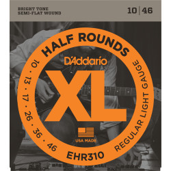 D'Addario EHR310 Half Round Electric Guitar Strings, Regular Light, 10-46