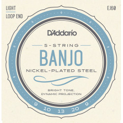 D'Addario EJ60 5-String Banjo Strings, Nickel, Light, 9-20