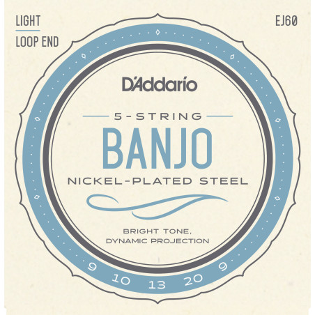 D'Addario EJ60 5-String Banjo Strings, Nickel, Light, 9-20