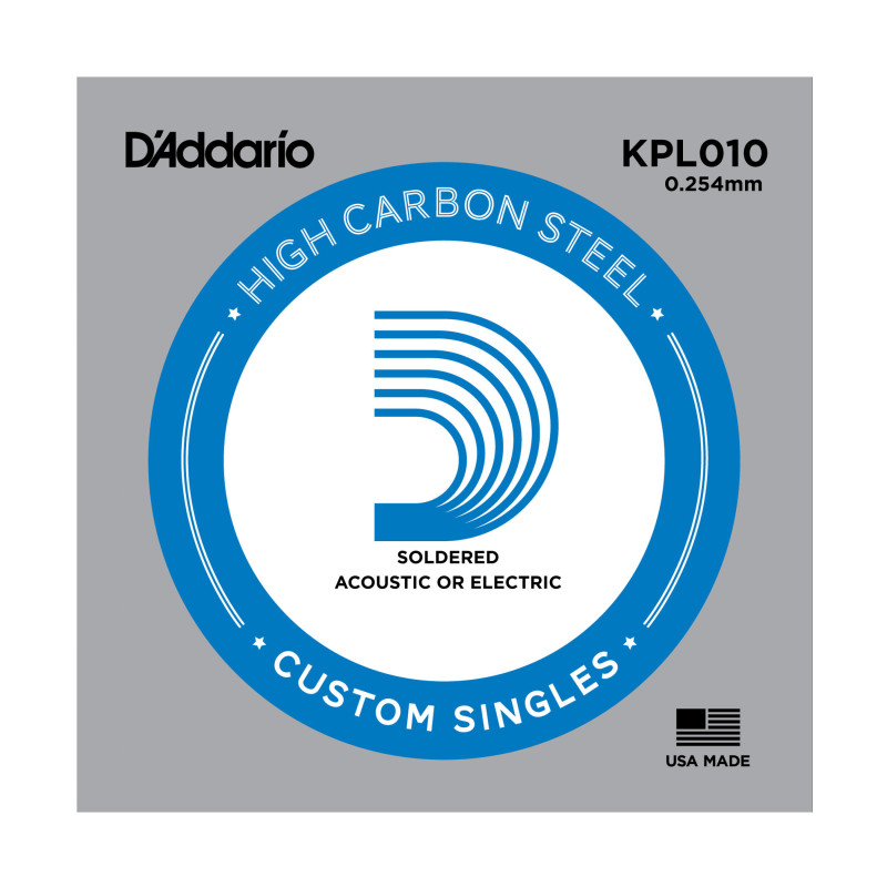 D'Addario KPL010 Soldered Twist Reinforced Single String, .010