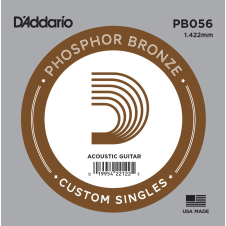 D'Addario PB056 Phosphor Bronze Wound Acoustic Guitar Single String, .056