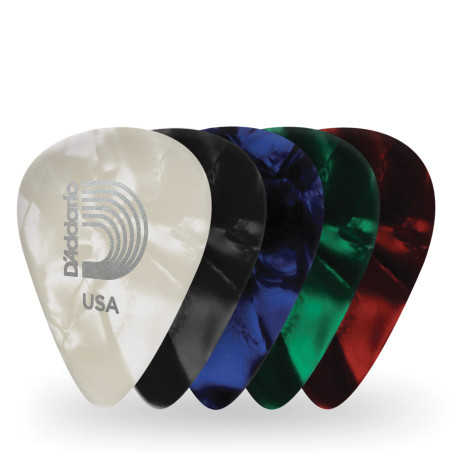 D'Addario Assorted Pearl Celluloid Guitar Picks, 100 pack, Extra Heavy
