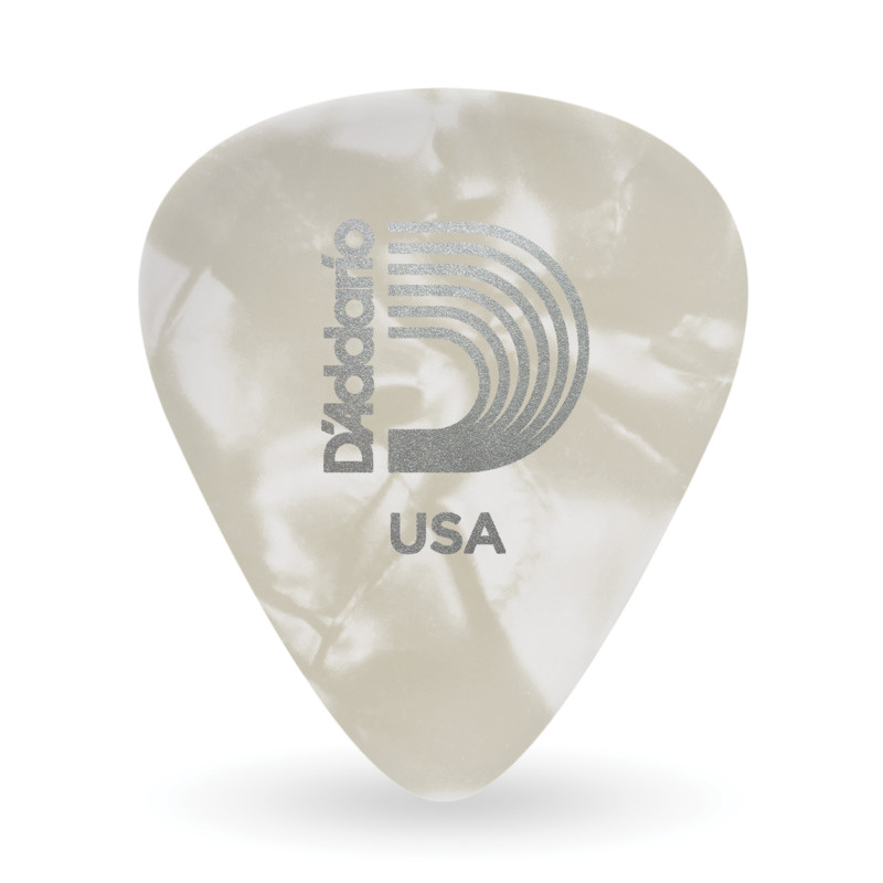 D'Addario White Pearl Celluloid Guitar Picks, 100 pack, Extra Heavy