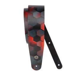 D'Addario Printed Leather Guitar Strap, Red Hex