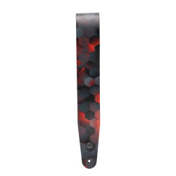 D'Addario Printed Leather Guitar Strap, Red Hex