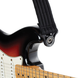 Sangle Auto Lock pour guitare, modèle noir rembourré à rayures