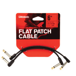 D'Addario Flat Patch Cable, 6in Offset Right Angle, Twin PK