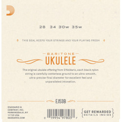 D'Addario EJ53B Pro-Arté Rectified Ukulele Strings, Baritone