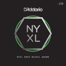 D'Addario NYXLB135T, NYXL Nickel Wound Bass Guitar Single String, Long Scale, .135 , Tapered