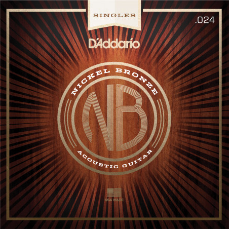 D'Addario NB024 Nickel Bronze Wound Acoustic Guitar Single String, .024