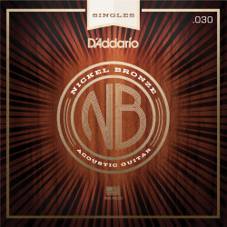 D'Addario NB030 Nickel Bronze Wound Acoustic Guitar Single String, .030