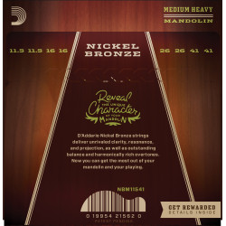 D'Addario NBM11541 Nickel Bronze Mandolin Strings, Light, 11.5-41