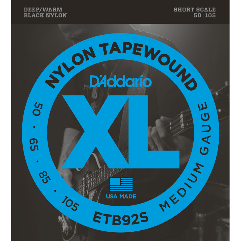 D'Addario ETB92S Tapewound Bass Guitar Strings, Medium, 50-105, Short Scale