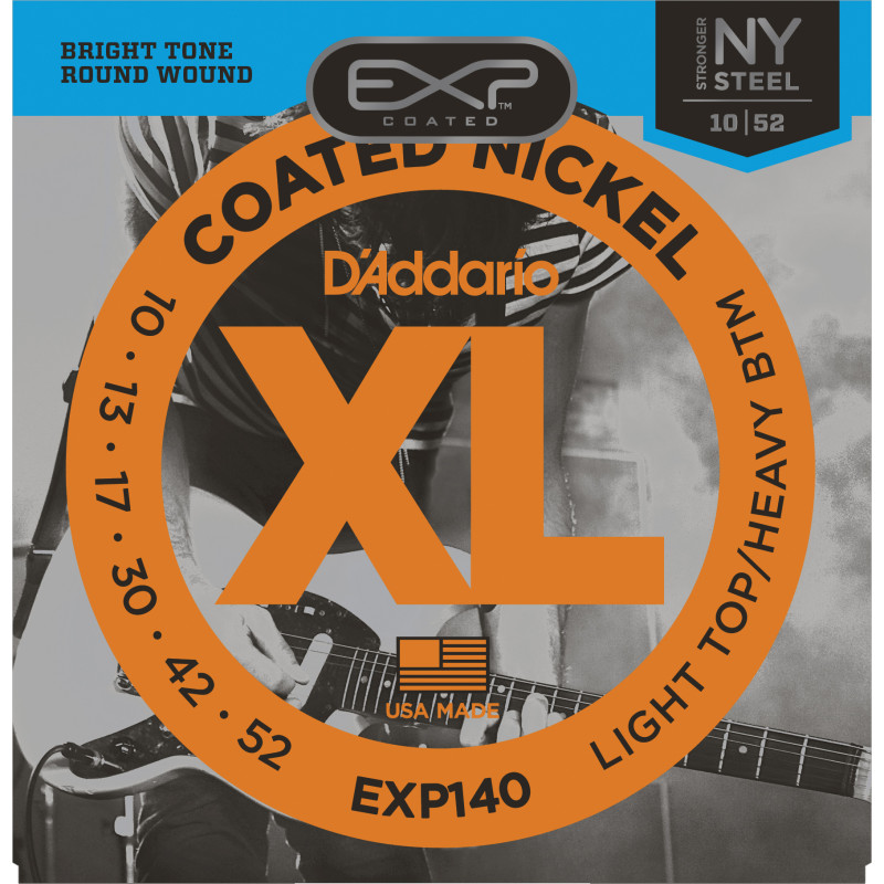 D'Addario EXP140 Coated Electric Guitar Strings, Light Top/Heavy Bottom, 10-52