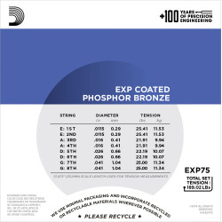 D'Addario EXP75 Coated Phosphor Bronze Mandolin Strings, Medium/Heavy, 11.5-41