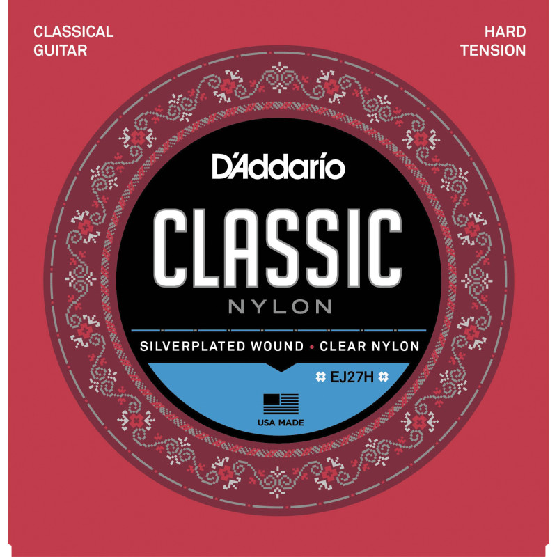 D'Addario EJ27H Student Nylon Classical Guitar Strings, Hard Tension