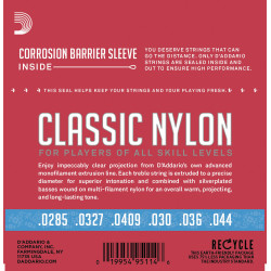 D'Addario EJ27H Student Nylon Classical Guitar Strings, Hard Tension