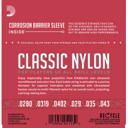 D'Addario EJ27N Student Nylon Classical Guitar Strings, Normal Tension