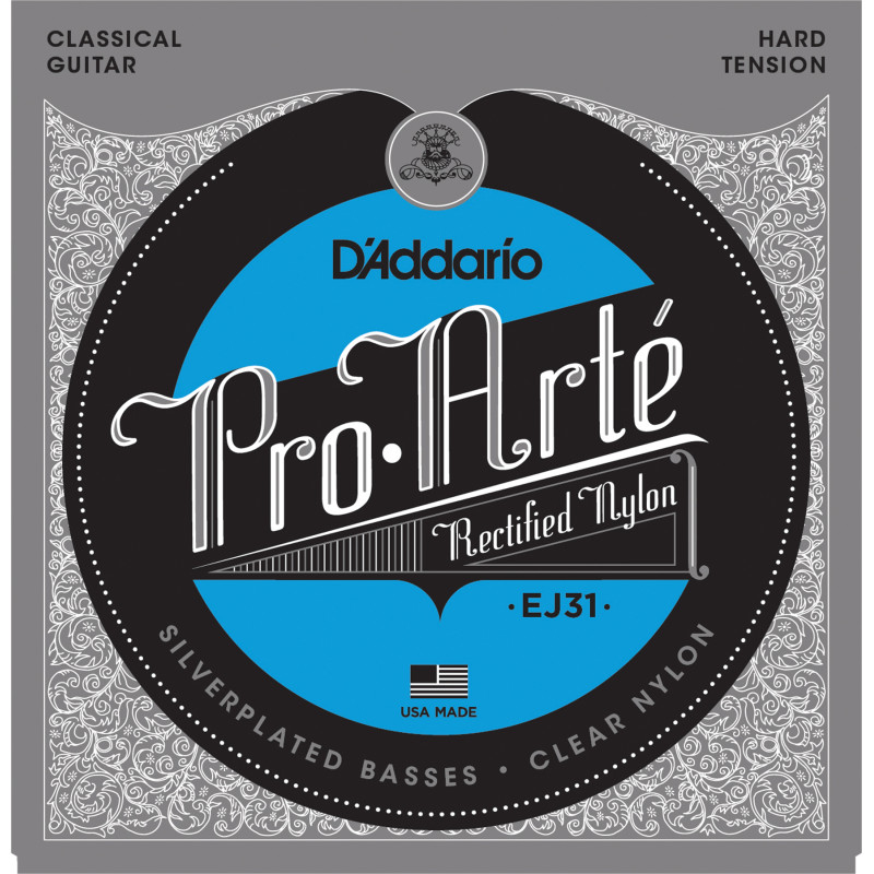 D'Addario EJ31 Classics Rectified Classical Guitar Strings, Hard Tension